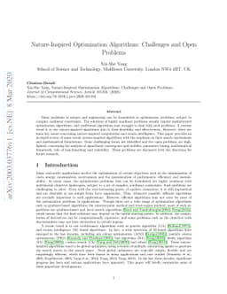 Nature-Inspired Optimization Algorithms: Challenges and Open Problems