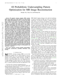 1D Probabilistic Undersampling Pattern Optimization for MR Image
  Reconstruction