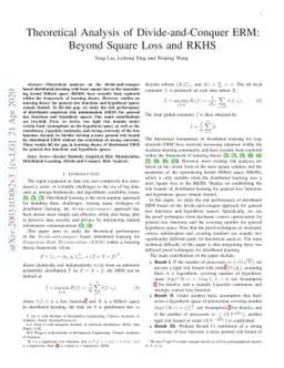 Theoretical Analysis of Divide-and-Conquer ERM: Beyond Square Loss and
  RKHS