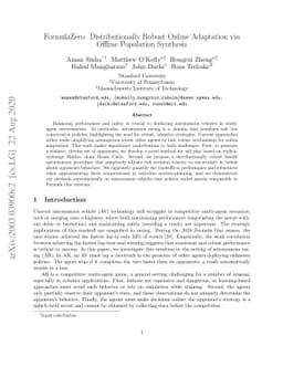 FormulaZero: Distributionally Robust Online Adaptation via Offline
  Population Synthesis