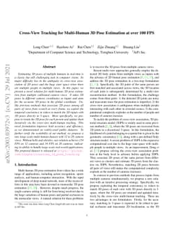 Cross-View Tracking for Multi-Human 3D Pose Estimation at over 100 FPS