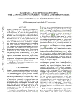 Tackling real noisy reverberant meetings with all-neural source
  separation, counting, and diarization system