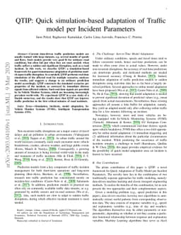 QTIP: Quick simulation-based adaptation of Traffic model per Incident
  Parameters