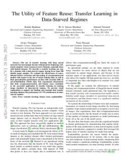The Utility of Feature Reuse: Transfer Learning in Data-Starved Regimes
