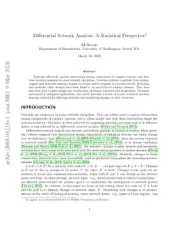 Differential Network Analysis: A Statistical Perspective