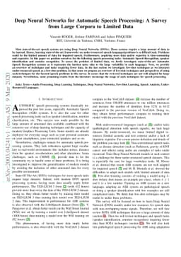 Deep Neural Networks for Automatic Speech Processing: A Survey from
  Large Corpora to Limited Data