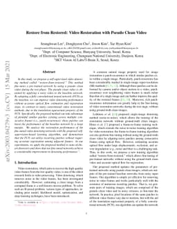 Restore from Restored: Video Restoration with Pseudo Clean Video