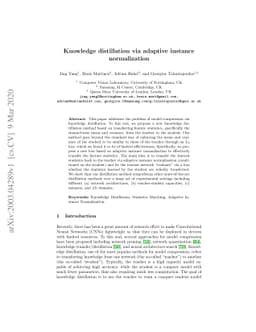 Knowledge distillation via adaptive instance normalization