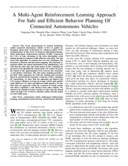 A Multi-Agent Reinforcement Learning Approach For Safe and Efficient
  Behavior Planning Of Connected Autonomous Vehicles