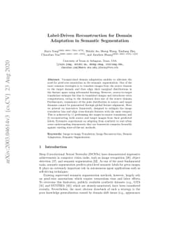 Label-Driven Reconstruction for Domain Adaptation in Semantic
  Segmentation