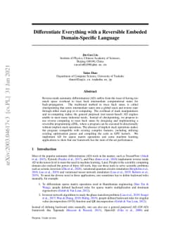 Differentiate Everything with a Reversible Embeded Domain-Specific
  Language