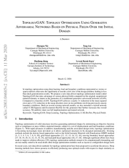 TopologyGAN: Topology Optimization Using Generative Adversarial Networks
  Based on Physical Fields Over the Initial Domain