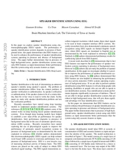 Speaker Identification using EEG