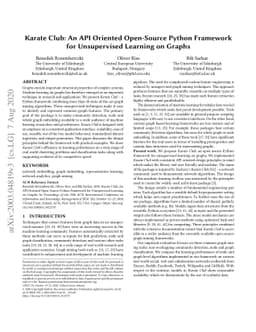 Karate Club: An API Oriented Open-source Python Framework for
  Unsupervised Learning on Graphs