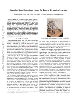 Learning State-Dependent Losses for Inverse Dynamics Learning