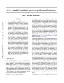 A Financial Service Chatbot based on Deep Bidirectional Transformers