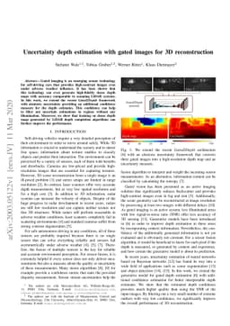 Uncertainty depth estimation with gated images for 3D reconstruction