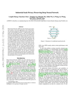 Industrial Scale Privacy Preserving Deep Neural Network