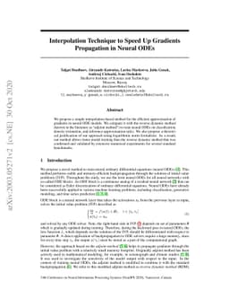 Interpolation Technique to Speed Up Gradients Propagation in Neural ODEs
