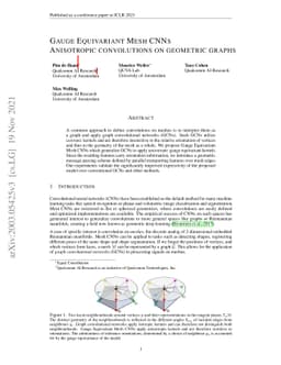 Gauge Equivariant Mesh CNNs: Anisotropic convolutions on geometric
  graphs