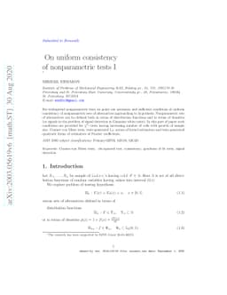 On uniform consistency of nonparametric tests I