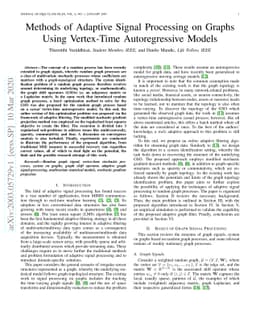 Methods of Adaptive Signal Processing on Graphs Using Vertex-Time
  Autoregressive Models