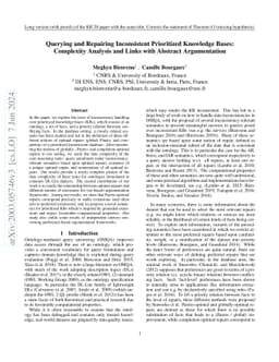 Querying and Repairing Inconsistent Prioritized Knowledge Bases:
  Complexity Analysis and Links with Abstract Argumentation