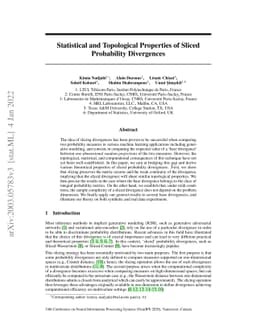 Statistical and Topological Properties of Sliced Probability Divergences