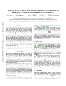 Bringing in the outliers: A sparse subspace clustering approach to learn
  a dictionary of mouse ultrasonic vocalizations