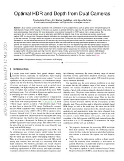 Optimal HDR and Depth from Dual Cameras