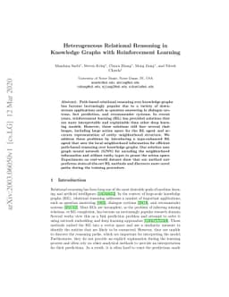 Heterogeneous Relational Reasoning in Knowledge Graphs with
  Reinforcement Learning