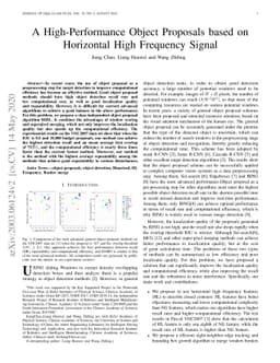 A High-Performance Object Proposals based on Horizontal High Frequency
  Signal