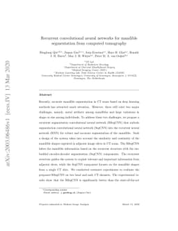 Recurrent convolutional neural networks for mandible segmentation from
  computed tomography