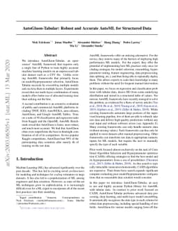AutoGluon-Tabular: Robust and Accurate AutoML for Structured Data
