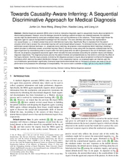 Towards Causality-Aware Inferring: A Sequential Discriminative Approach
  for Medical Diagnosis