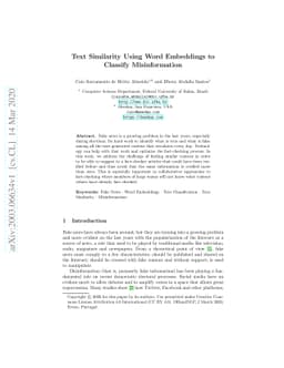 Text Similarity Using Word Embeddings to Classify Misinformation