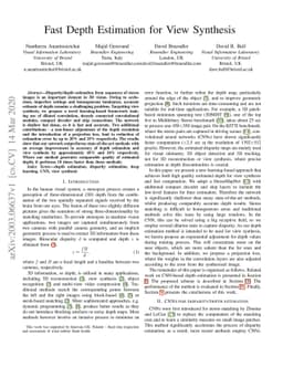 Fast Depth Estimation for View Synthesis