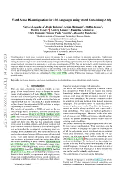 Word Sense Disambiguation for 158 Languages using Word Embeddings Only