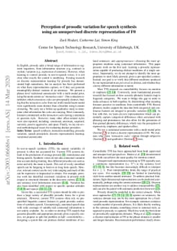 Perception of prosodic variation for speech synthesis using an
  unsupervised discrete representation of F0