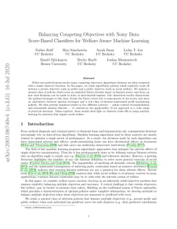 Balancing Competing Objectives with Noisy Data: Score-Based Classifiers
  for Welfare-Aware Machine Learning