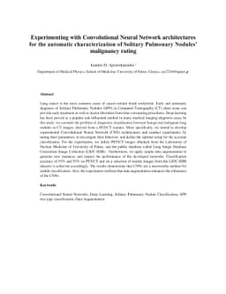 Experimenting with Convolutional Neural Network Architectures for the
  automatic characterization of Solitary Pulmonary Nodules' malignancy rating