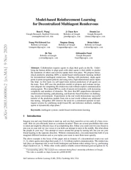 Model-based Reinforcement Learning for Decentralized Multiagent
  Rendezvous