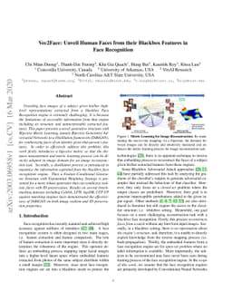 Vec2Face: Unveil Human Faces from their Blackbox Features in Face
  Recognition