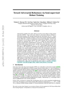 Toward Adversarial Robustness via Semi-supervised Robust Training
