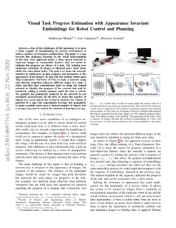 Visual Task Progress Estimation with Appearance Invariant Embeddings for
  Robot Control and Planning