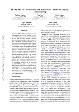 TRANS-BLSTM: Transformer with Bidirectional LSTM for Language
  Understanding