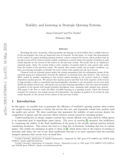 Stability and Learning in Strategic Queuing Systems