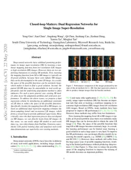 Closed-loop Matters: Dual Regression Networks for Single Image
  Super-Resolution
