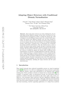 Adapting Object Detectors with Conditional Domain Normalization
