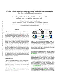 LT-Net: Label Transfer by Learning Reversible Voxel-wise Correspondence
  for One-shot Medical Image Segmentation